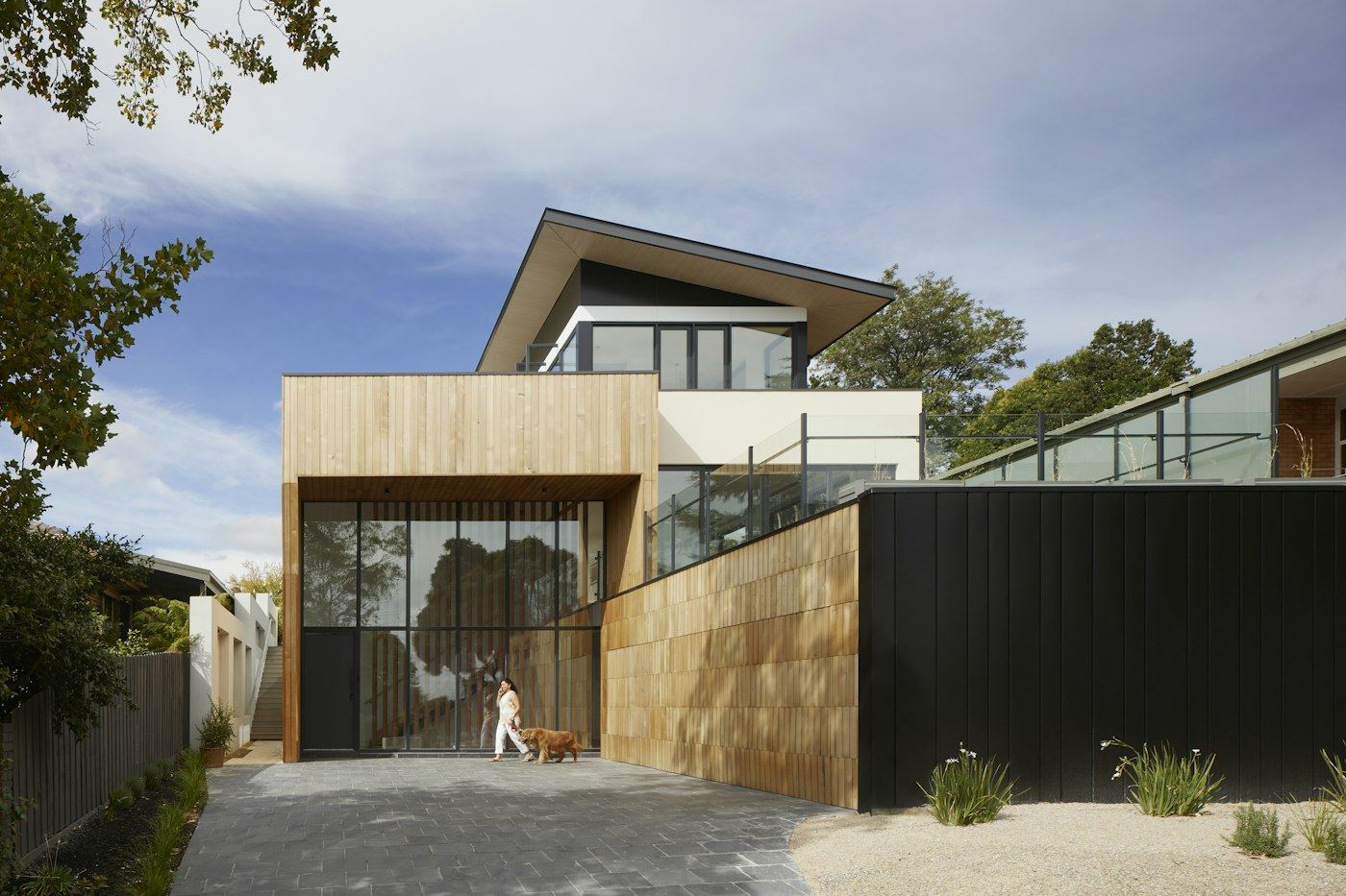 Contemporary home built on an existing block