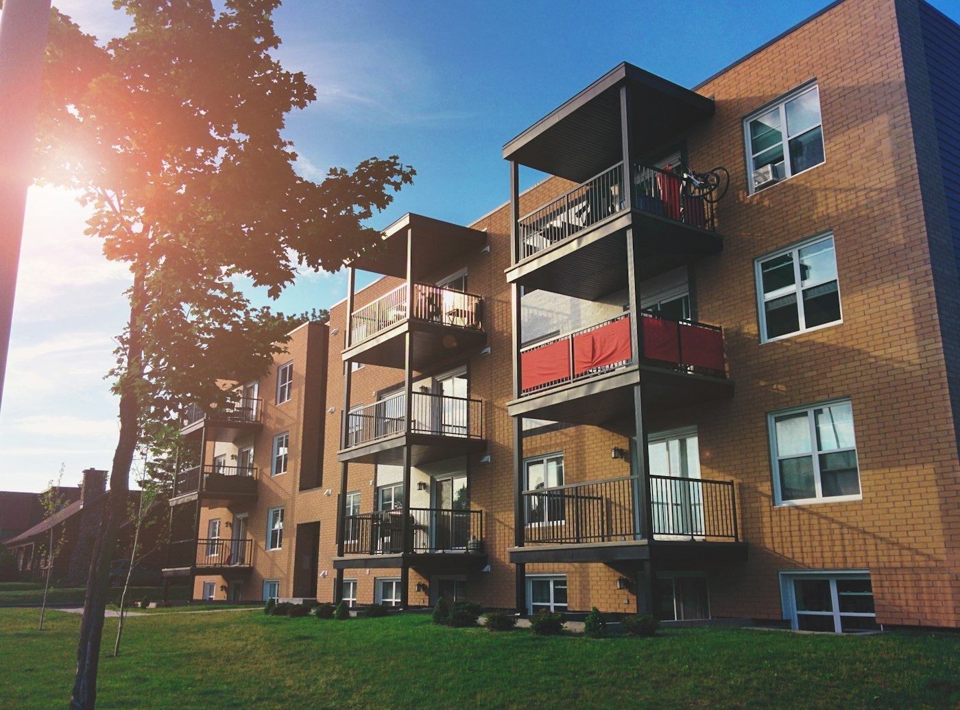Apartment building with balconies